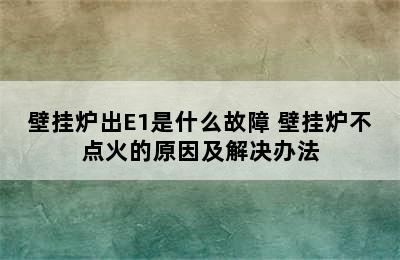 壁挂炉出E1是什么故障 壁挂炉不点火的原因及解决办法